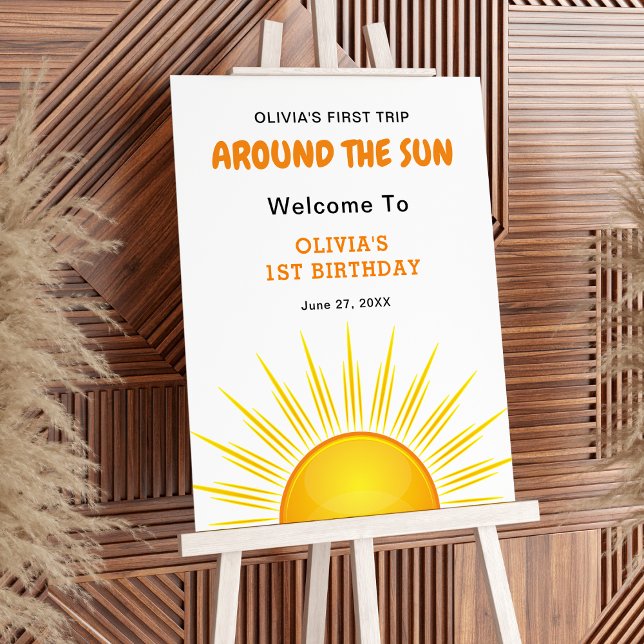 First Trip Around the Sun 1st Birthday Welcome  Foam Board (First Trip Around the Sun 1st Birthday Welcome Sign )