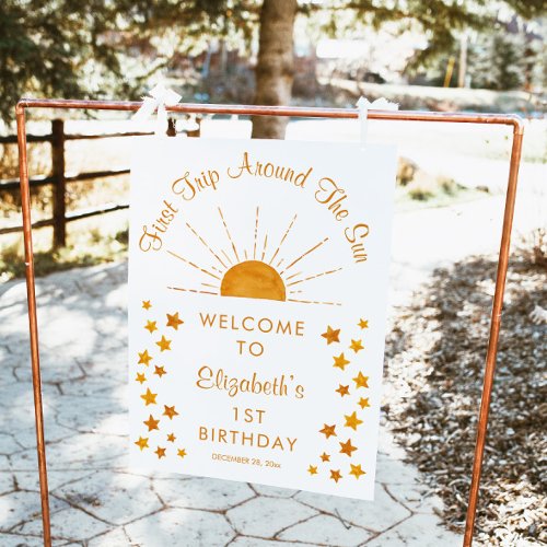 First Trip Around The Sun 1st Birthday Welcome  Poster