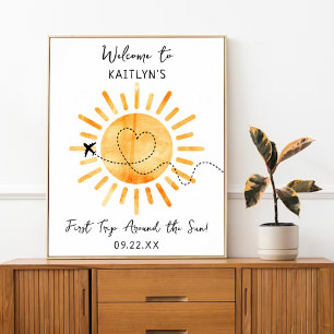 First Trip Around The Sun 1st Birthday Welcome Poster