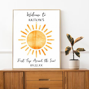 First Trip Around The Sun 1st Birthday Welcome Poster
