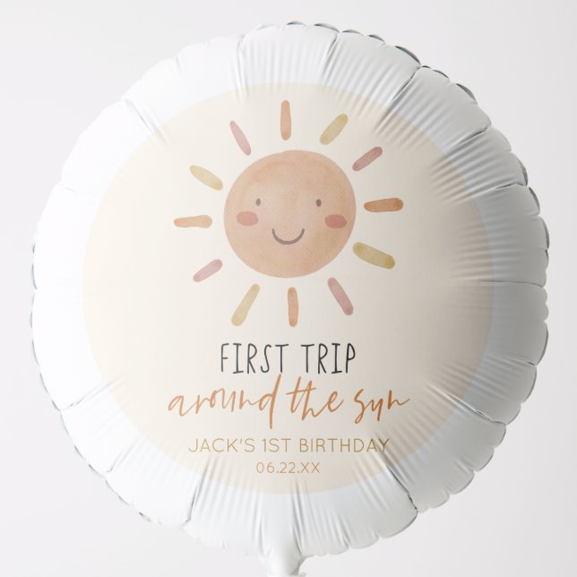 First Trip Around The Sun 1st First Birthday Party Balloon (Front)