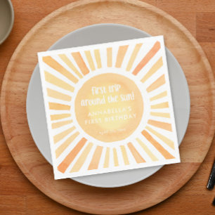First trip around the sun 1st first birthday party napkins