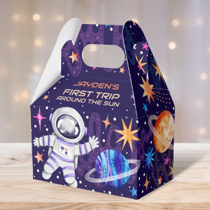 First Trip Around the Sun Astronaut Rocket Ship Favor Boxes
