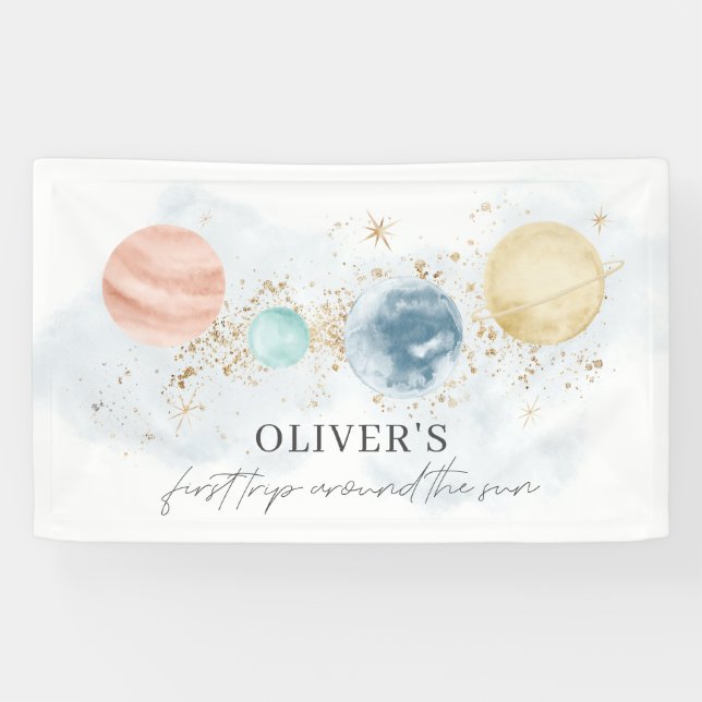 First Trip Around The Sun Banner Backdrop (Horizontal)