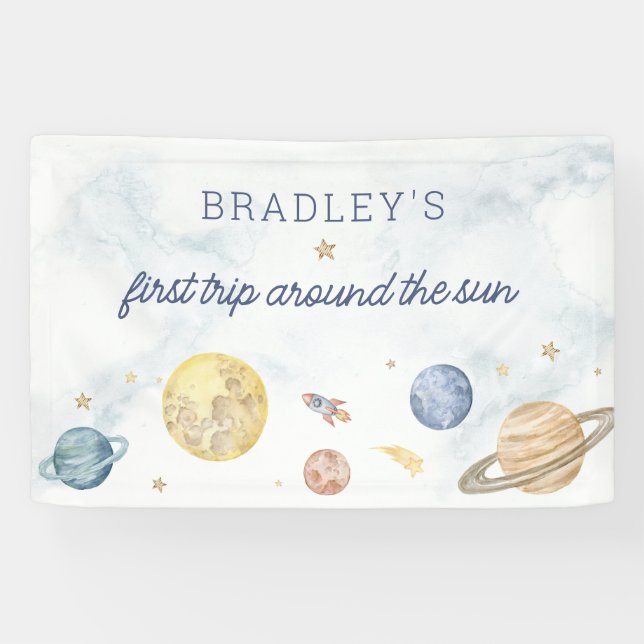 First Trip Around the Sun Banner Sign (Horizontal)