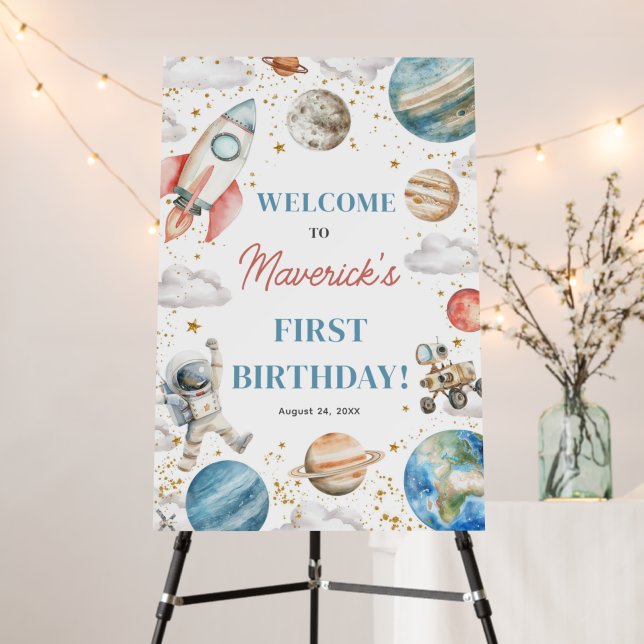 First Trip Around the Sun Birthday 20x30 Welcome Foam Board (In Situ (Stand))