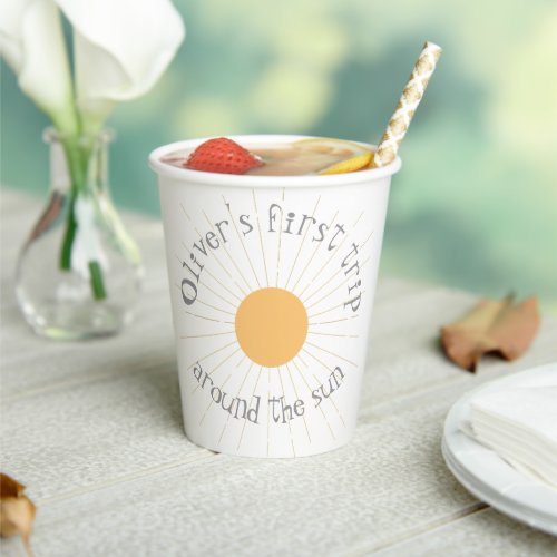 First Trip around the sun Birthday boho Paper Cups