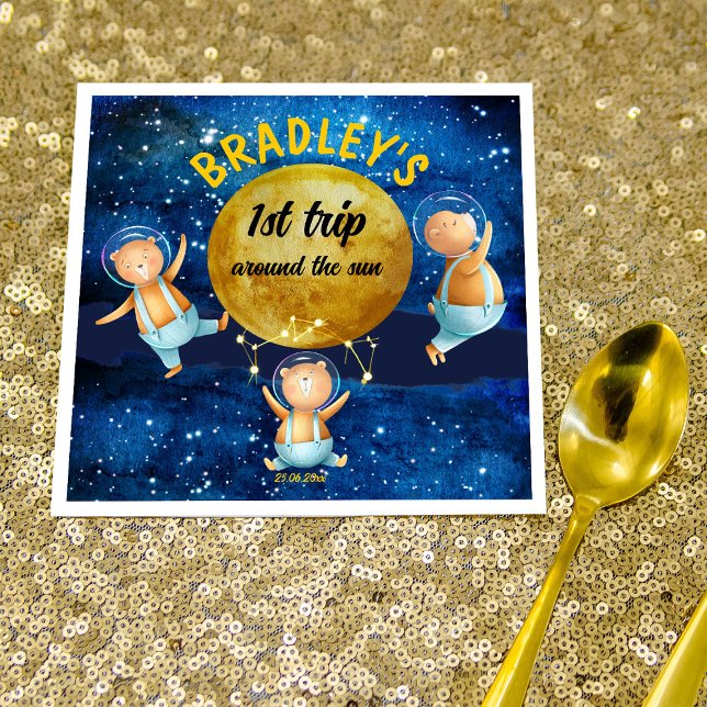 First trip around the sun birthday custom napkins (Creator Uploaded)
