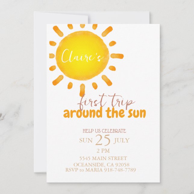 first trip around the sun Birthday Invitation (Front)