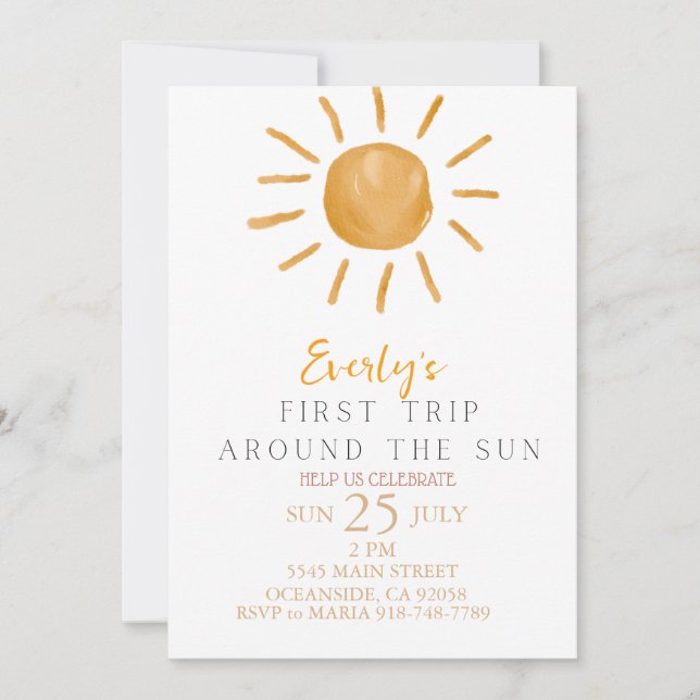 first trip around the sun Birthday Invitation (Front)