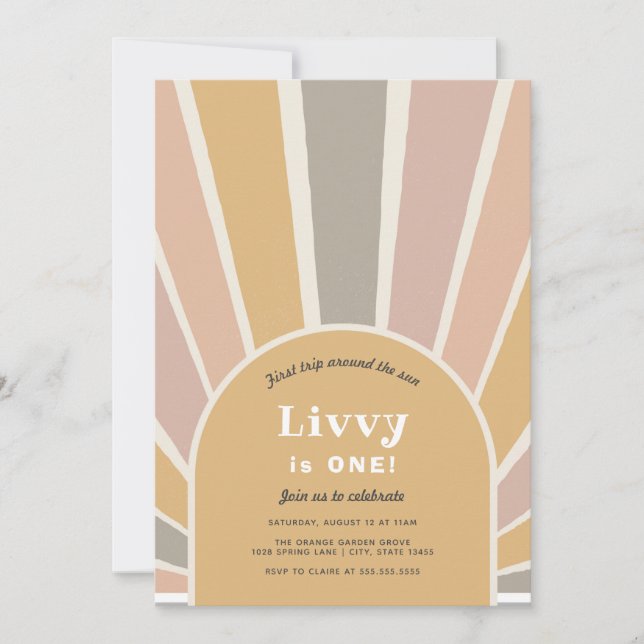 First Trip Around the Sun Birthday Invitation (Front)