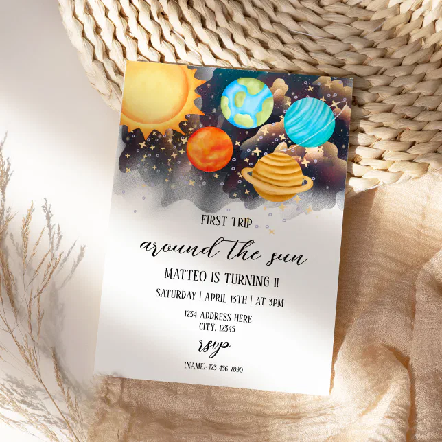 First Trip Around The Sun Birthday Invitation Zazzle