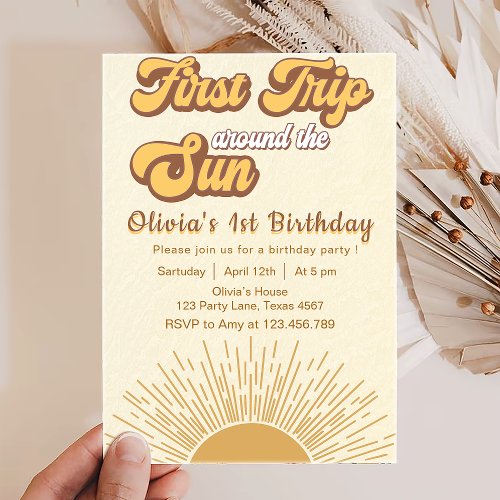 First Trip Around The Sun Birthday Invitation