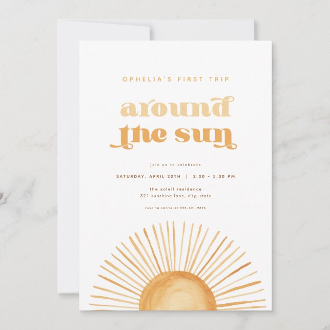 First Trip Around the Sun Birthday Invitation (Front)