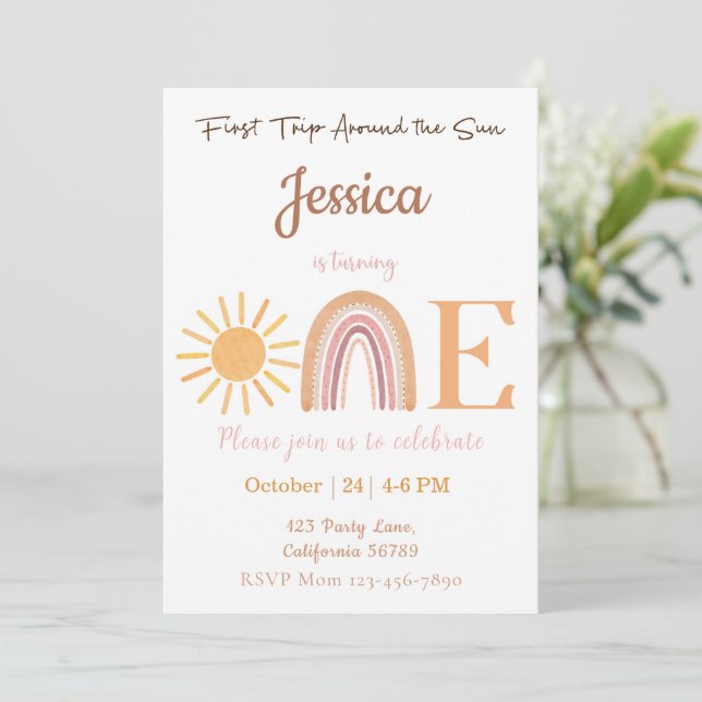 First Trip Around The Sun Birthday Invitation  (Standing Front)