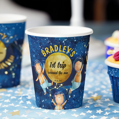 First trip around the sun birthday party custom paper cups