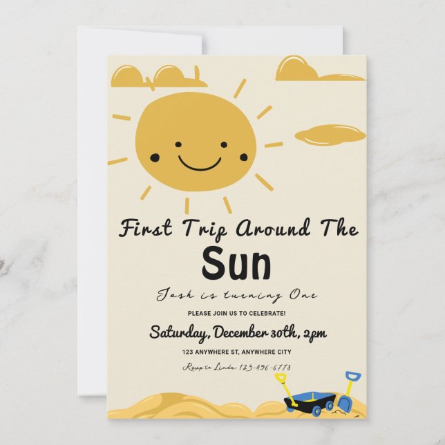 First Trip Around The Sun Birthday Party Invitatio Invitation (Front)