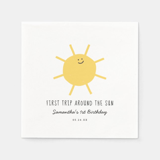 First Trip Around The Sun Birthday Party Napkins (Front)