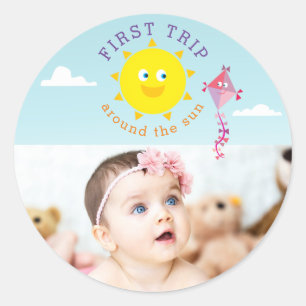 First Trip Around The Sun Birthday Photo Classic Round Sticker