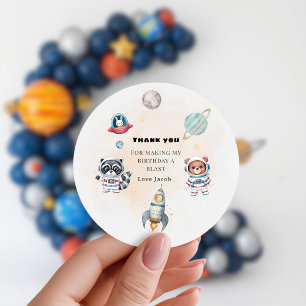 First Trip Around the Sun Birthday space animals Classic Round Sticker
