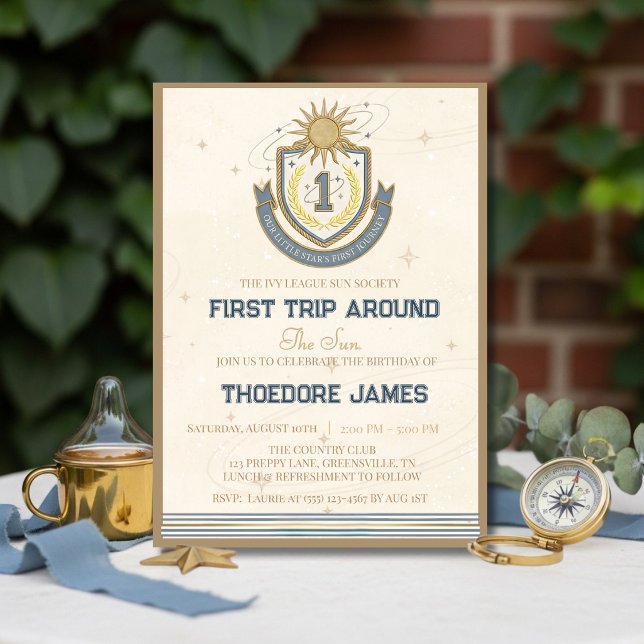 First Trip Around the Sun Birthday Varsity Preppy Invitation (First Trip Around the Sun Birthday Varsity Preppy Invitation)
