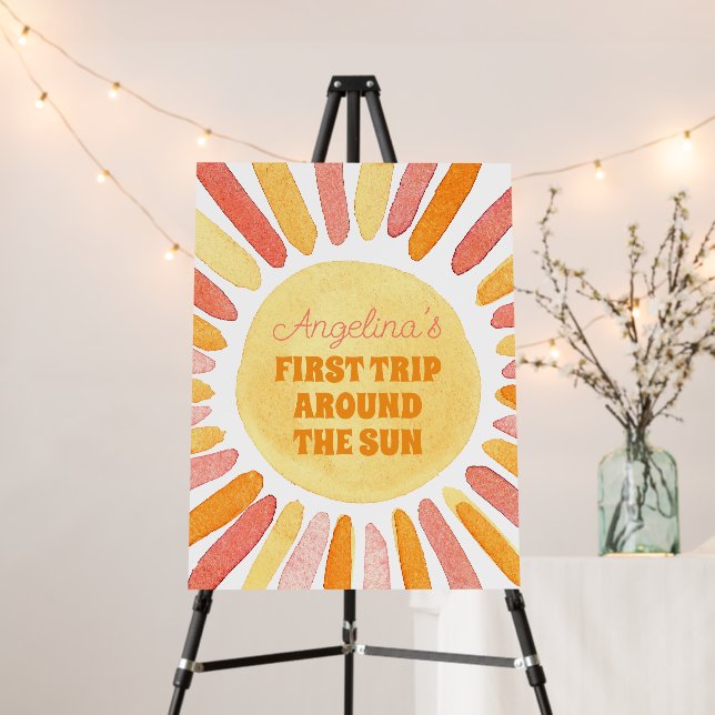First Trip Around the Sun Birthday Welcome Sign (In Situ (Stand))