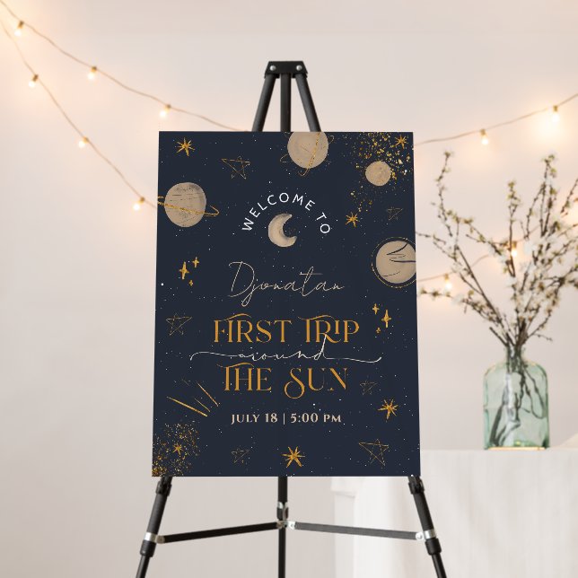 First Trip Around The Sun Birthday Welcome Sign (In Situ (Stand))