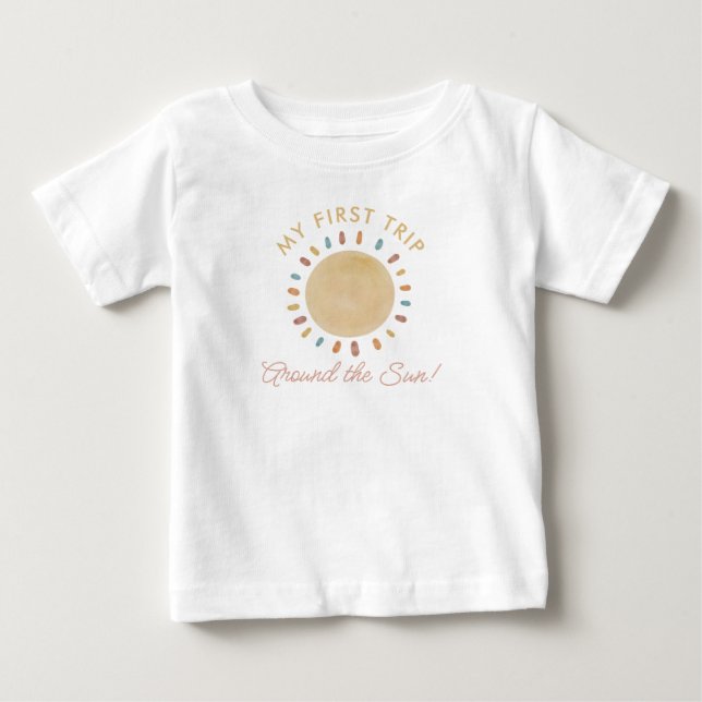 First Trip Around the Sun Boho 1st Birthday Baby T Baby T-Shirt (Front)