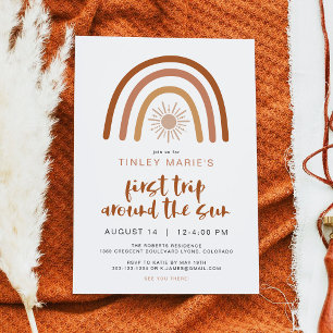 First Trip Around the Sun Boho 1st Birthday Invitation