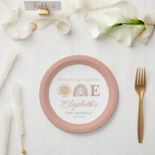 First Trip Around the Sun Boho 1st Birthday Paper Paper Plates