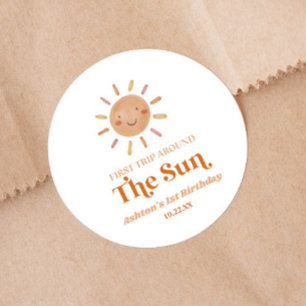 First Trip Around The Sun Boho 1st Birthday Party Classic Round Sticker