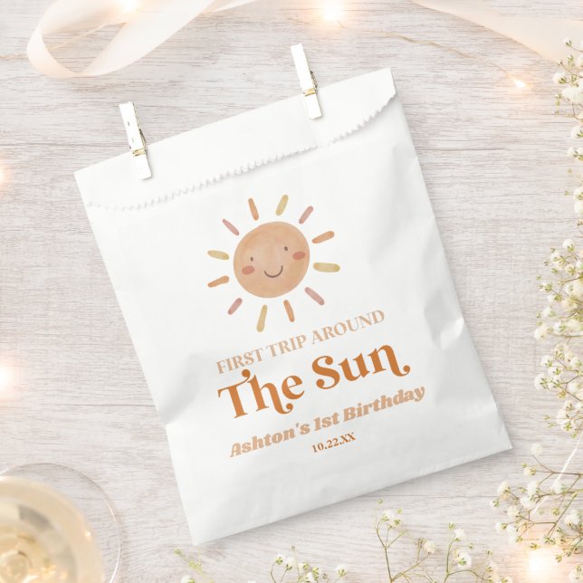 First Trip Around The Sun Boho 1st Birthday Party Favor Bag (Clipped)