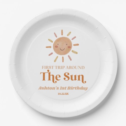 First Trip Around The Sun Boho 1st Birthday Party Paper Plates