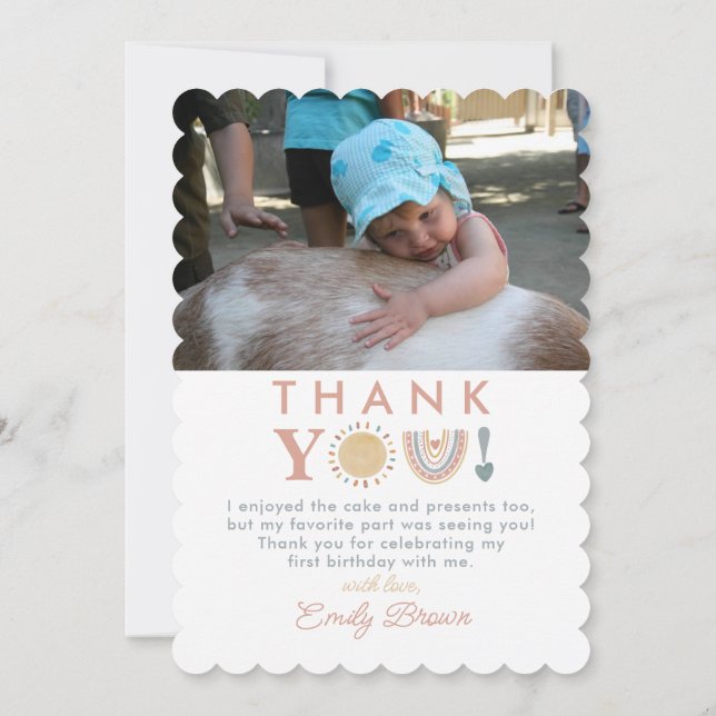 First Trip Around the Sun Boho 1st Birthday Photo Invitation (Back)