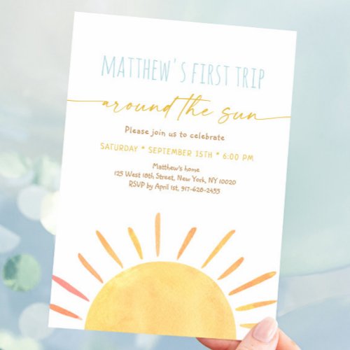 First Trip Around The Sun Boho Birthday Invitation