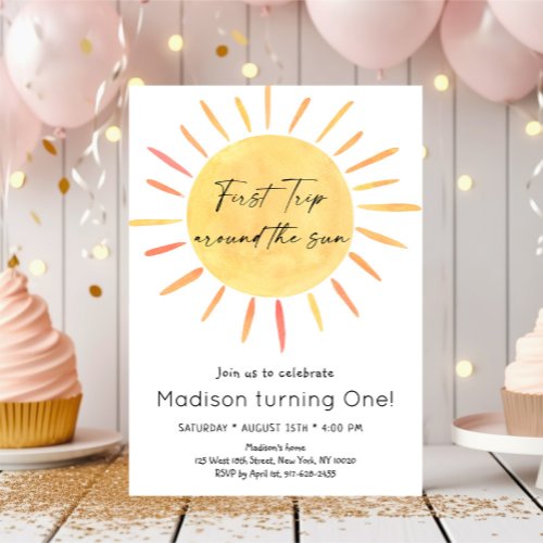 First Trip Around The Sun Boho Birthday Invitation