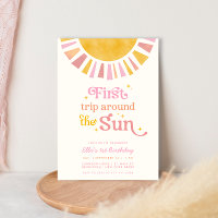 First Trip Around the Sun Boho Retro 1st Birthday