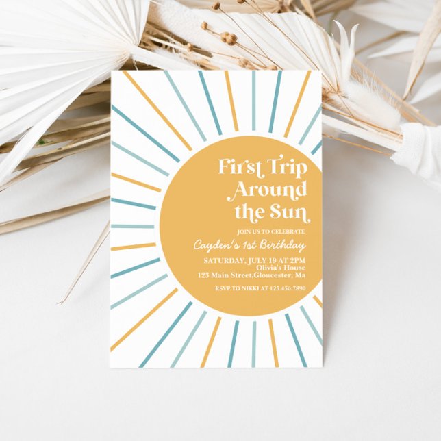 First Trip Around The Sun Boho Sunshine birthday I Invitation (Creator Uploaded)