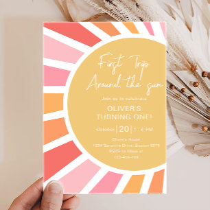 First Trip Around The Sun - Boho Sunshine Birthday Invitation