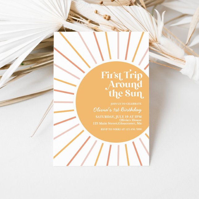 First Trip Around The Sun Boho Sunshine birthday Invitation (Creator Uploaded)