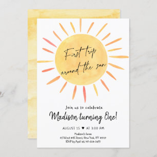 First Trip Around The Sun Boho Sunshine Birthday Invitation