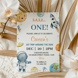 First Trip Around The Sun Boy Birthday Invitation