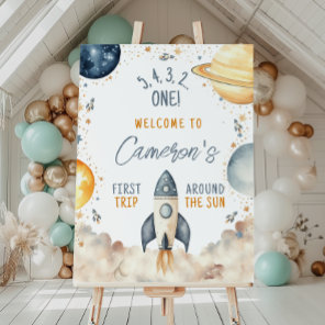First Trip Around The Sun Boy Birthday Welcome Foam Board