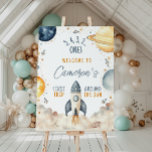 First Trip Around The Sun Boy Birthday Welcome Poster<br><div class="desc">This birthday party welcome sign features an outer space design with fully editable text. For more advanced customization of this design,  simply select the "Customize It" button above.</div>