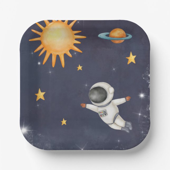 First Trip Around the Sun Boys Birthday Decor Paper Plates (Front)