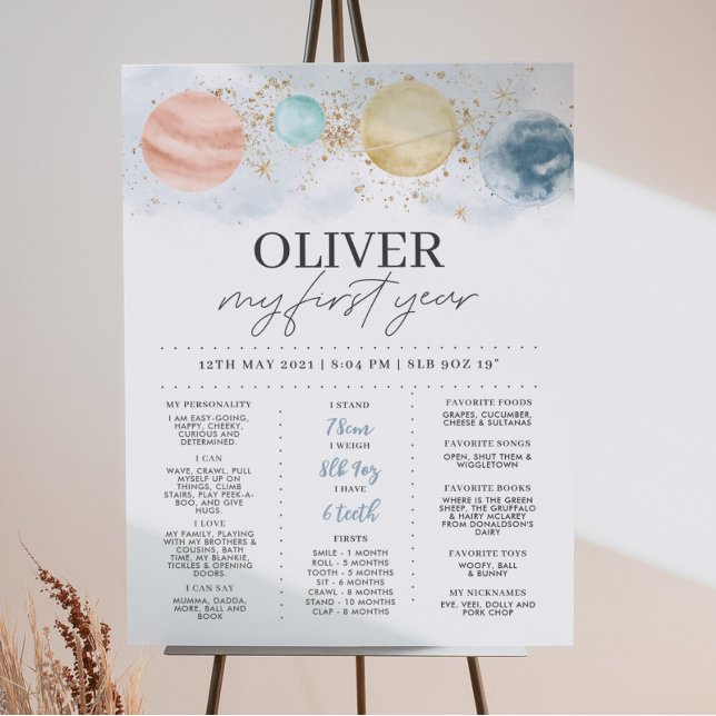 First Trip Around The Sun Boys Birthday Milestone Poster (Creator Uploaded)