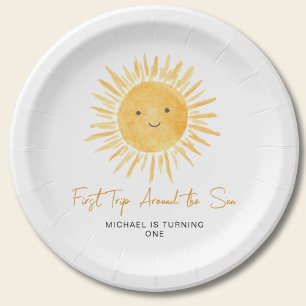 First Trip Around The Sun Boy's Birthday Party Paper Plates