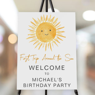 First Trip Around The Sun Boys Birthday Welcome  Foam Board