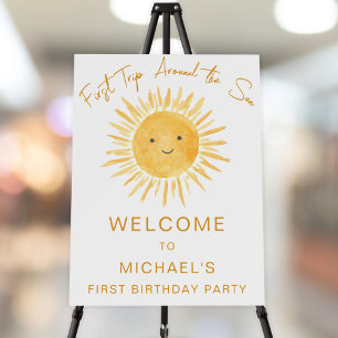 First Trip Around The Sun Boy's Birthday Welcome Foam Board