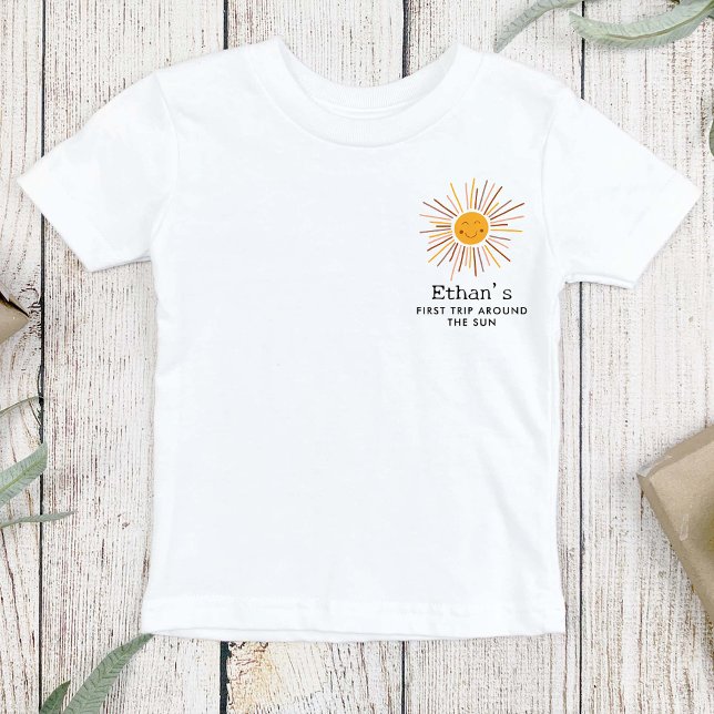 First Trip Around The Sun Custom 1st Birthday Boho Baby T-Shirt (Creator Uploaded)